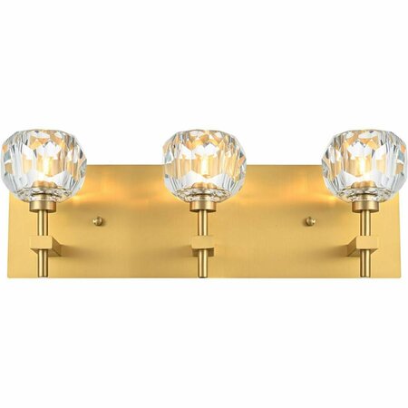 ELEGANT LIGHTING Elegant Lighting  Graham Gold & Clear 3-Light Bathroom Wall Light Sconce 3509W18G